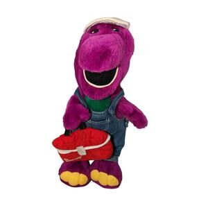 Vintage 15" Barney Go To Work Carpenter Plush Dinosaur Tool Bag Rare